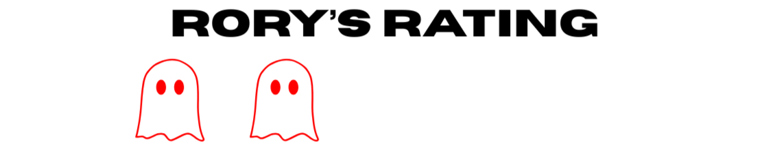 Scary rating with a ghost emoji in red