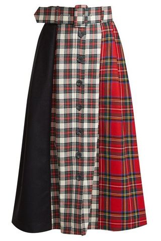 Isa Arfen Panelled Tartan Skirt