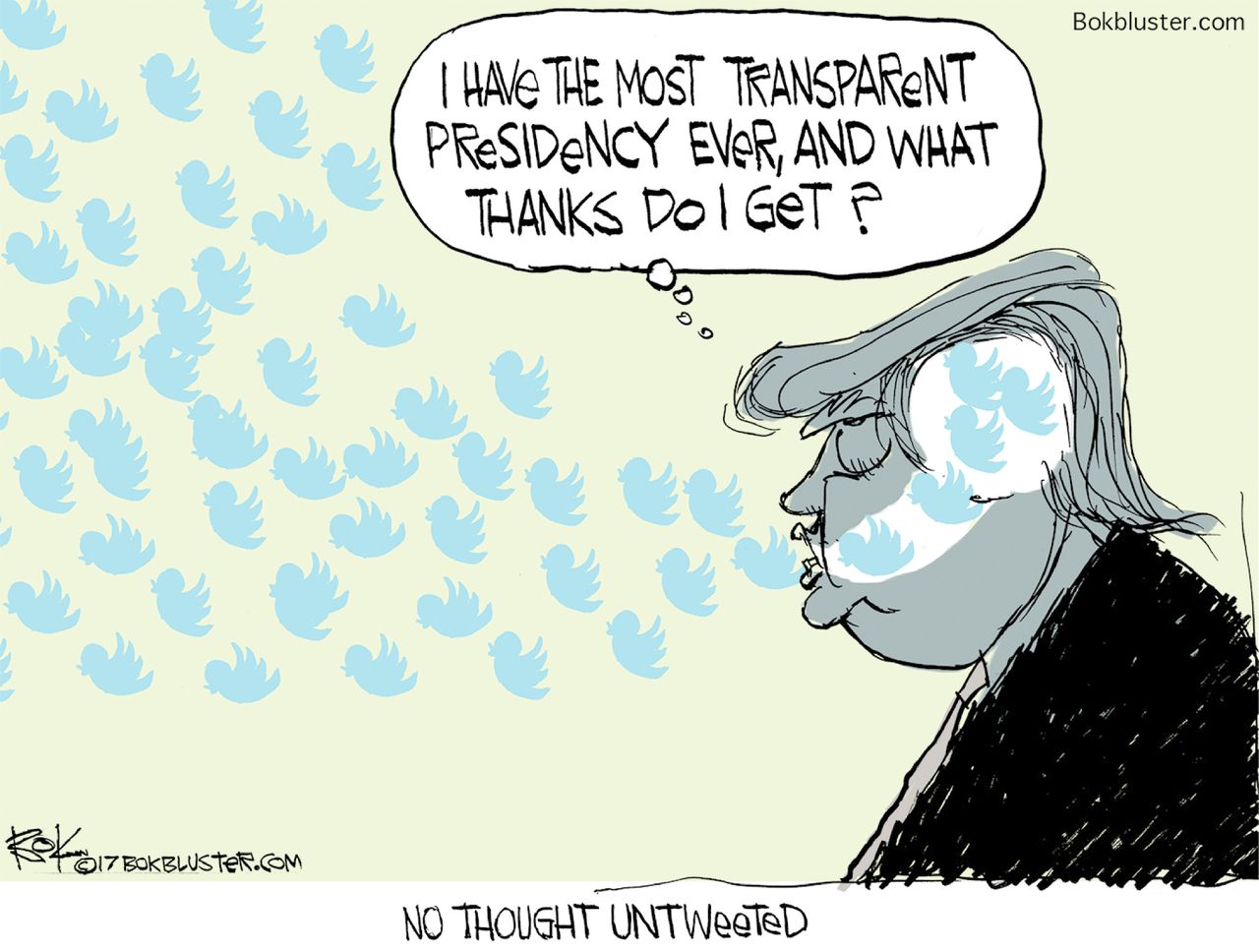 Political cartoon U.S. Trump Twitter transparency