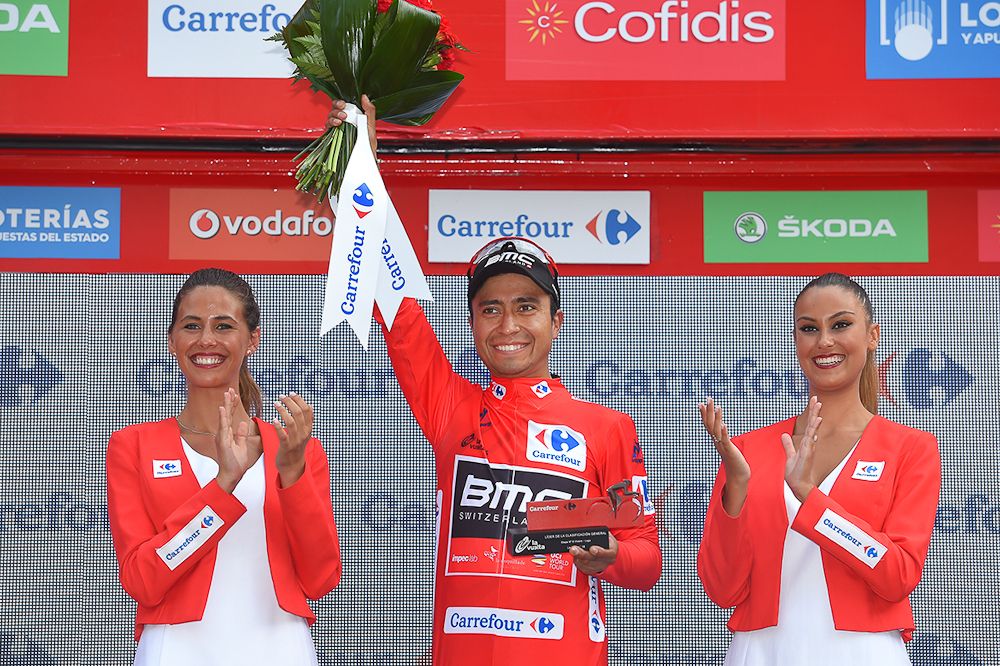 Darwin Atapuma in red after stage 5 at the Vuelta