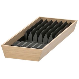 Wooden tray for knife storage to organise kitchen drawers