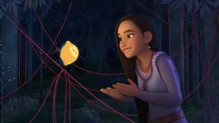 Star smiles at Asha at night time in Disney's Wish movie
