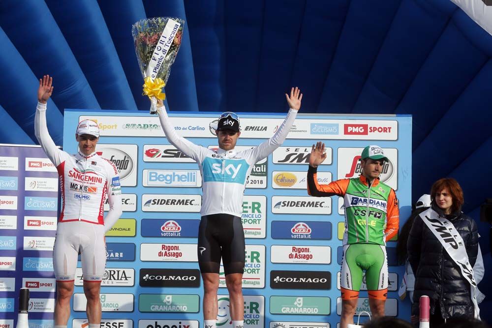 The podium on stage 3 of Settimana Internazionale Coppi e Bartali