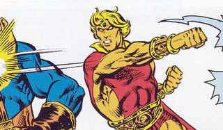 Adam Warlock punching Thanos