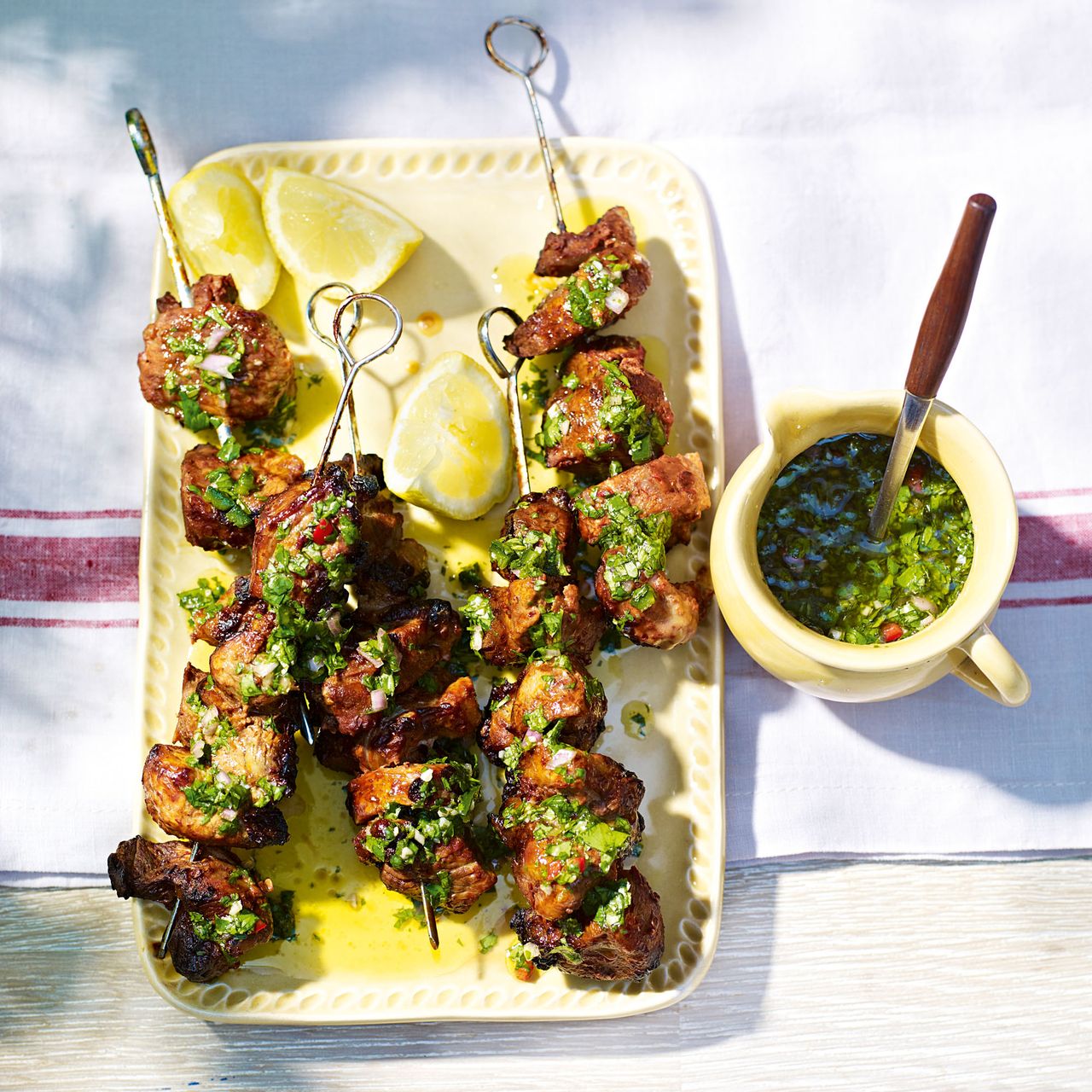 Chipotle Lamb Kebabs With Chimichurri