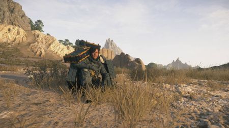 Death Stranding 2 Sam sitting down and resting