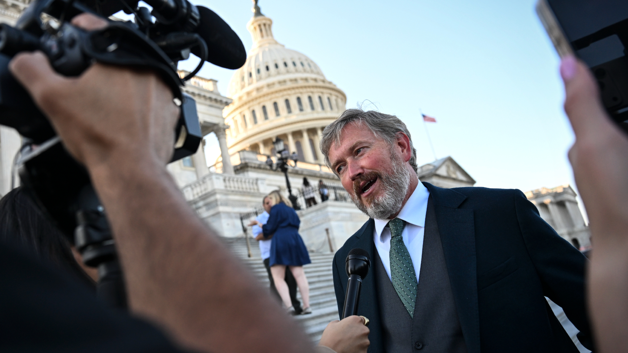 Rep. Thomas Massie (R-Ky.) speaks to journalists on September 16, 2026, at the U.S. Capitol 