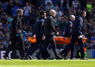 Southampton’s Tino Livramento leaves the pitch on a stretcher
