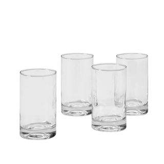 Four tall drinking glasses