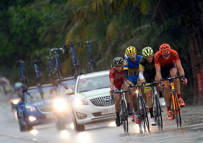 The day's breakaway during stage 5 at Tour of Hainan