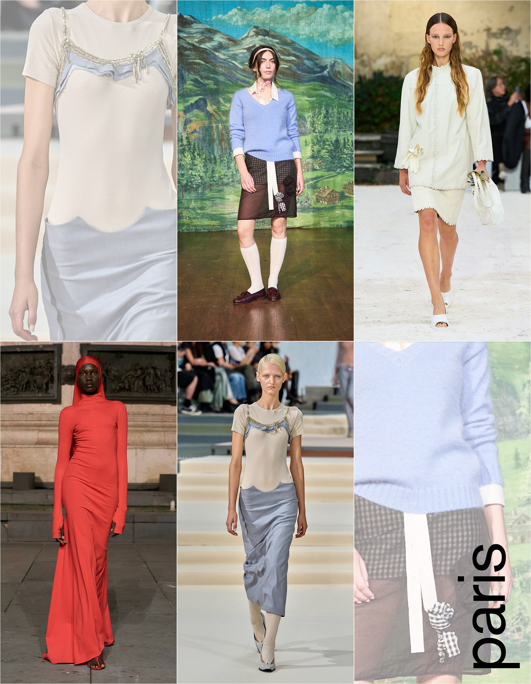 Collage of Paris Fashion Week spring/summer 2027 runway models.
