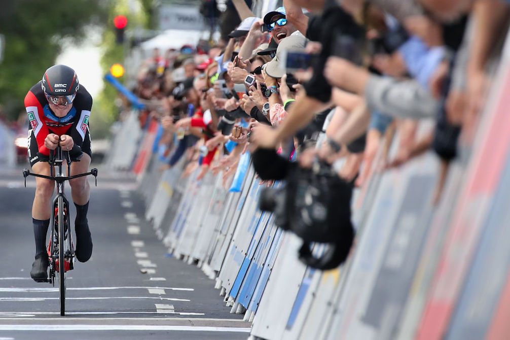 BMC's Tejay van Garderen is cheered home on stage 4 of the 2018 Tour of California