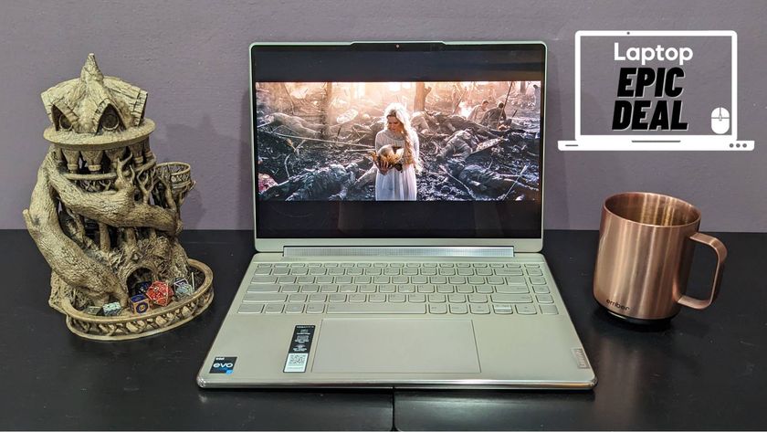 Lenovo Yoga 9i laptop on a black table