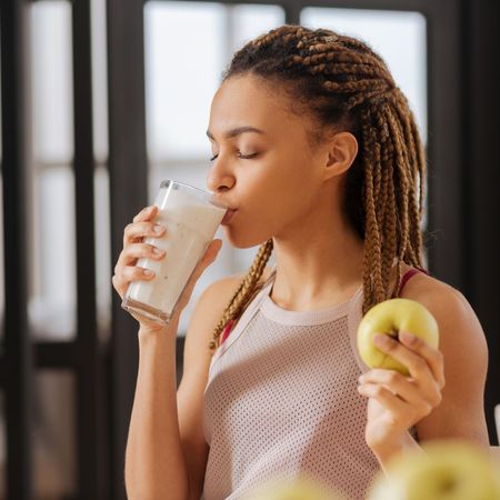 Oatzempic: A woman drinking a protein shake