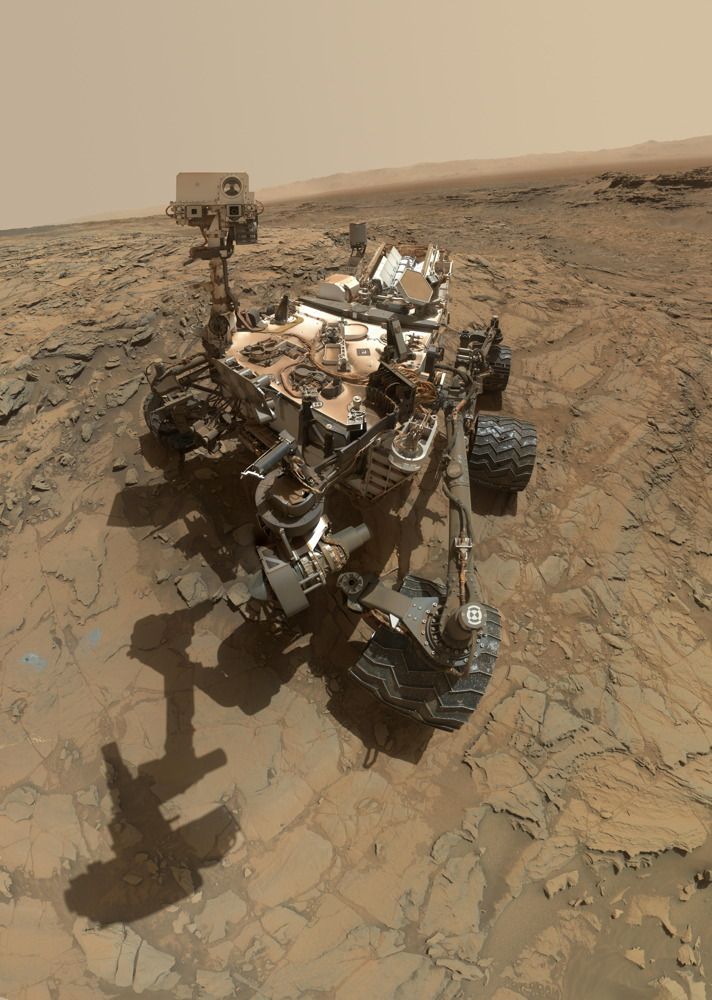 NASA&#039;s Curiosity Mars rover took photos of itself combined into this self-portrait on Oct. 6, 2015. 