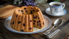Spotted Dick: a traditional British steamed suet pudding studded with dried fruits