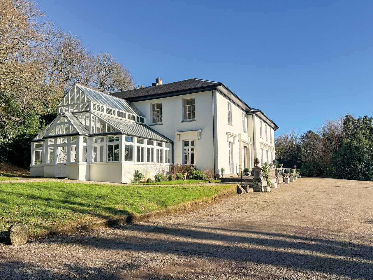Close up of the exterior of the house showing the conservatory