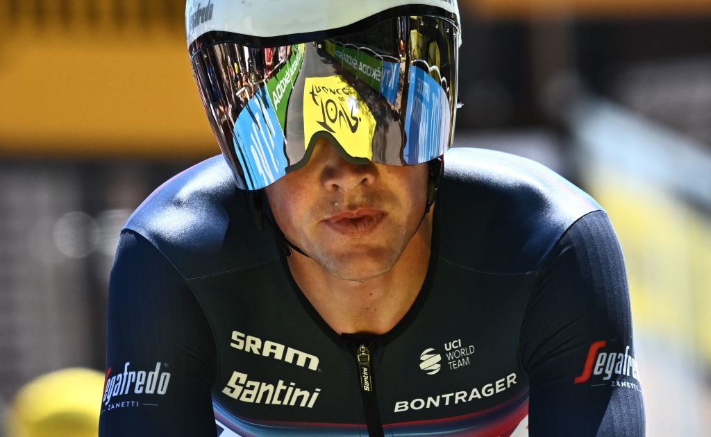 TrekSegafredo teams Danish rider Mads Pedersen cycles to the finish line during the 20th stage of the 109th edition of the Tour de France cycling race 407 km individual time trial between LacapelleMarival and Rocamadour in southwestern France on July 23 2022 Photo by AnneChristine POUJOULAT AFP Photo by ANNECHRISTINE POUJOULATAFP via Getty Images