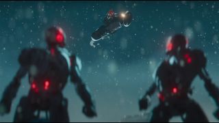 Black Widow about to land on two Ultron robots in What If's midseason trailer