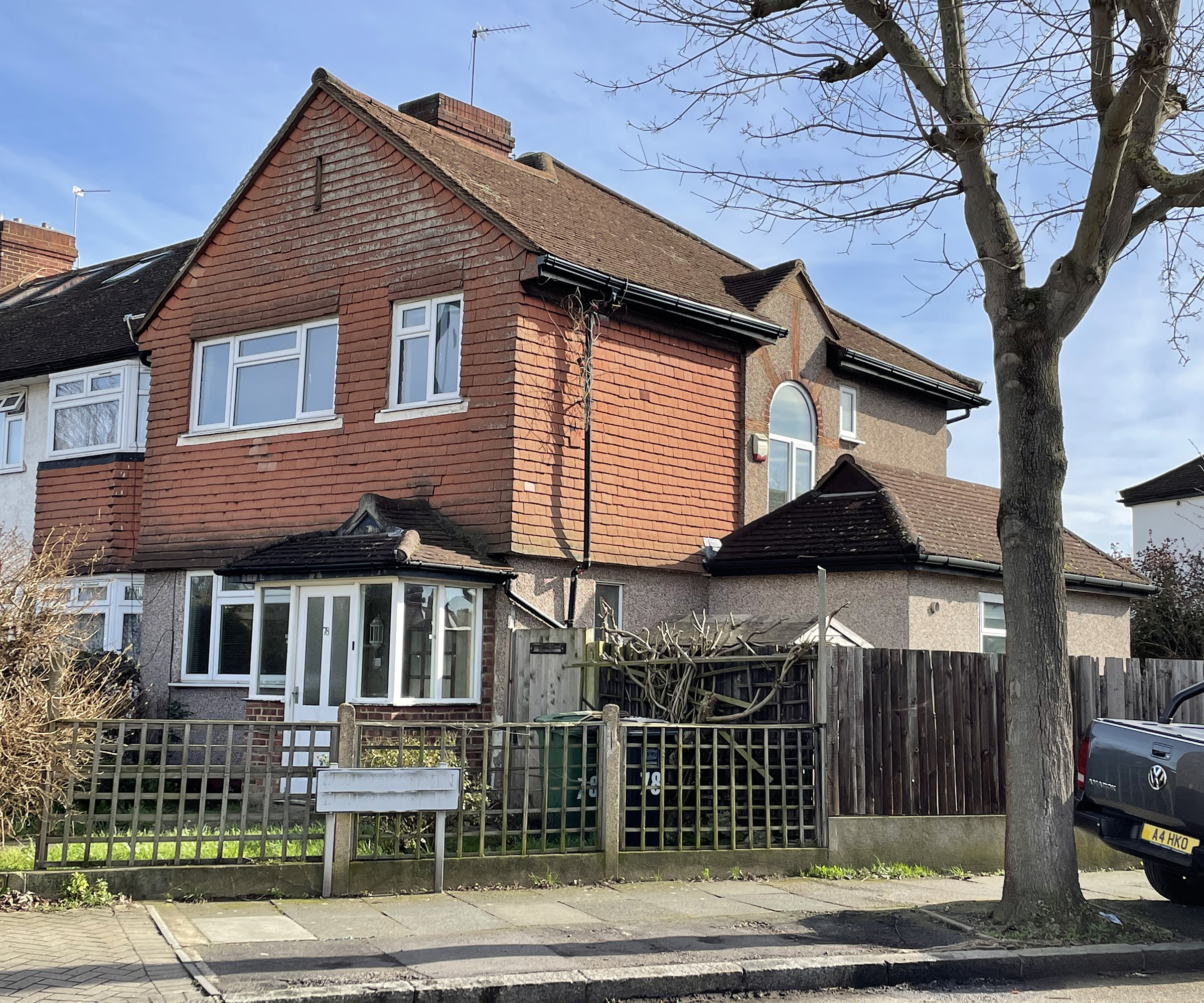 Before shot of a 1950s end of terrace house before a renovation