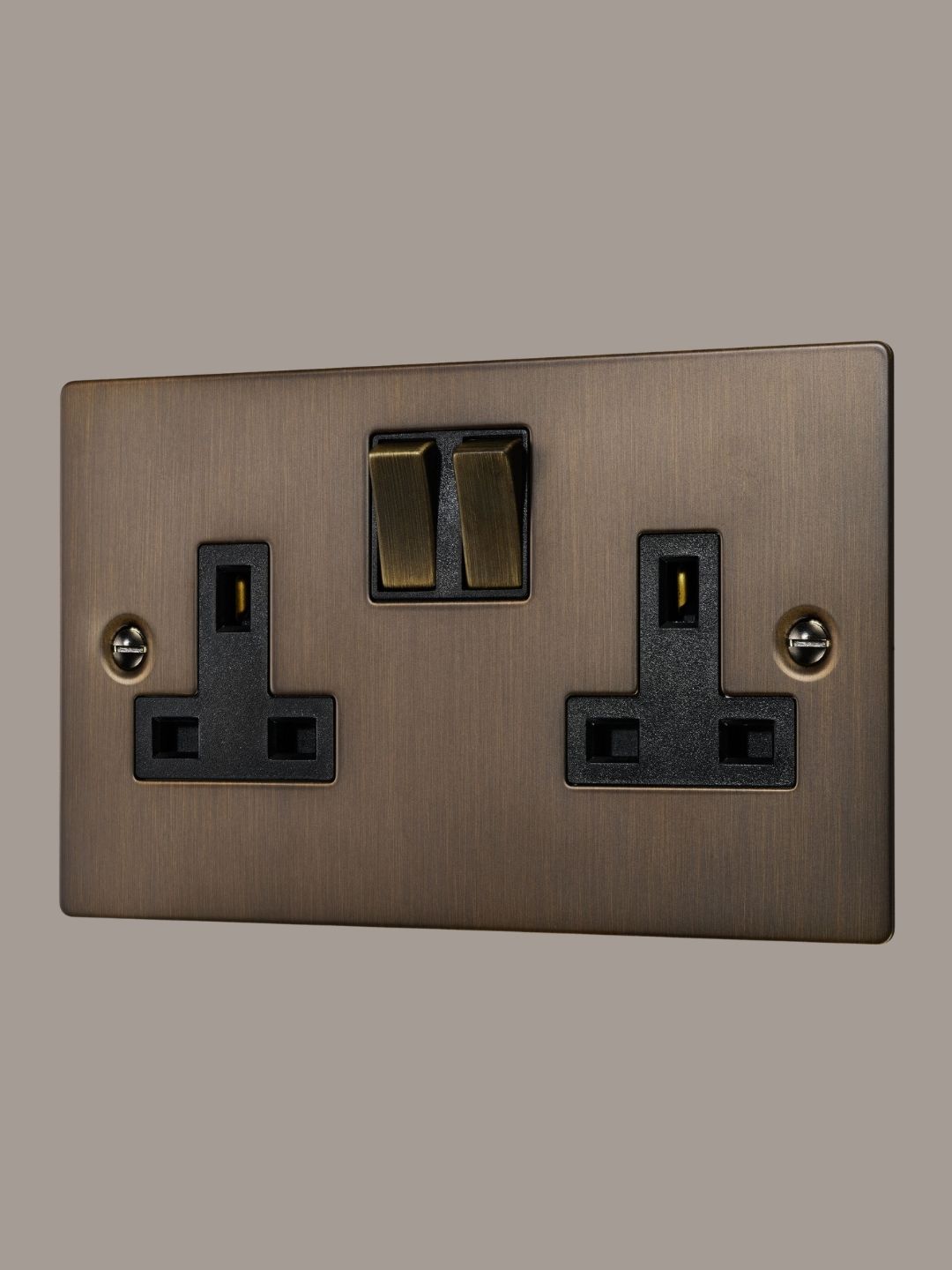 Plank Hardware, Sylvie Double Plug Socket in Antique Brass