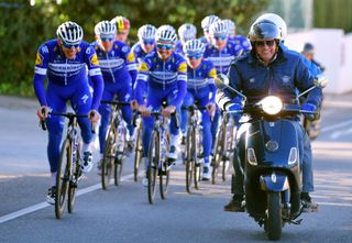 The QuickStep team head out for a group ride during a previous training camp