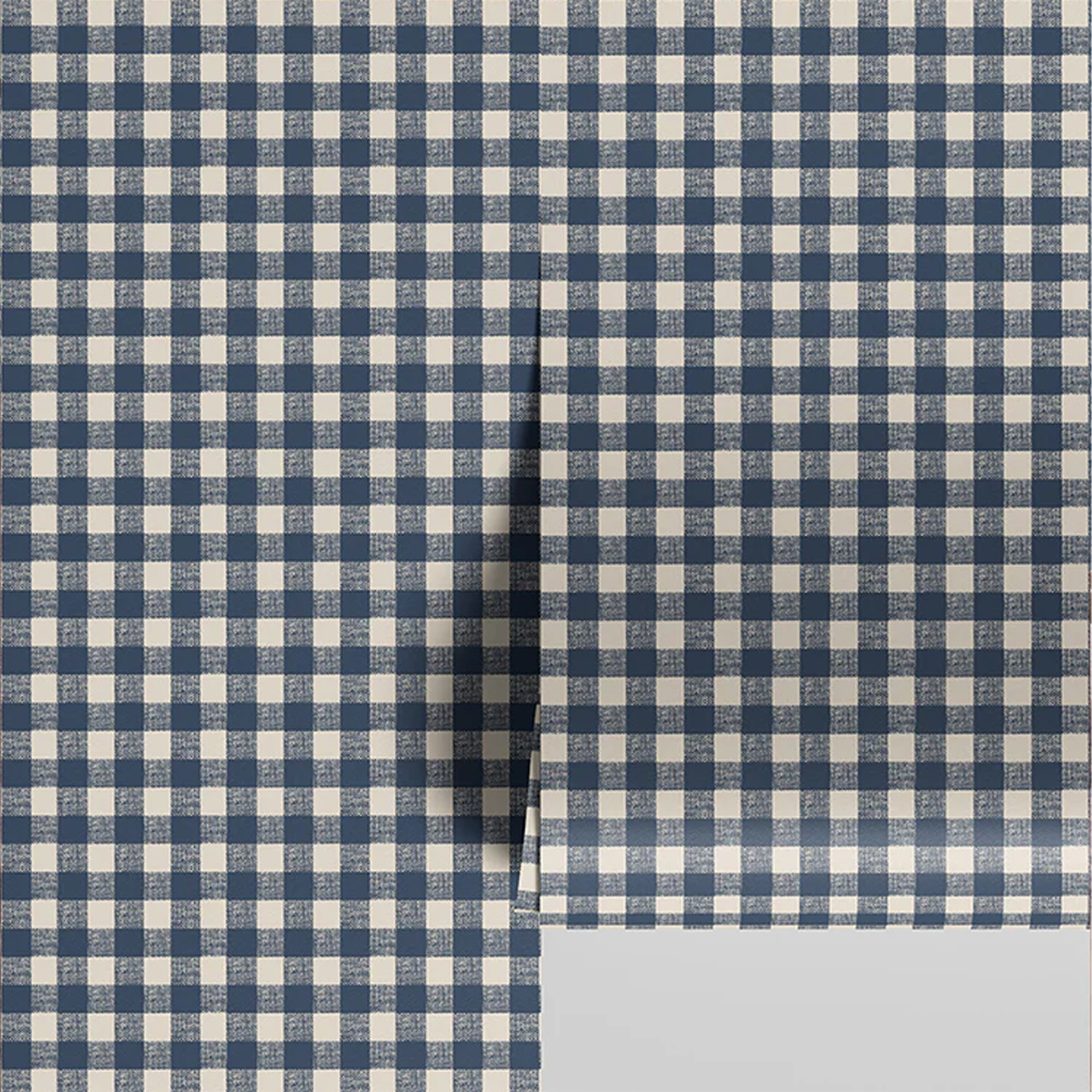 Piglet in Bed, Titan Blue Gingham Wallpaper