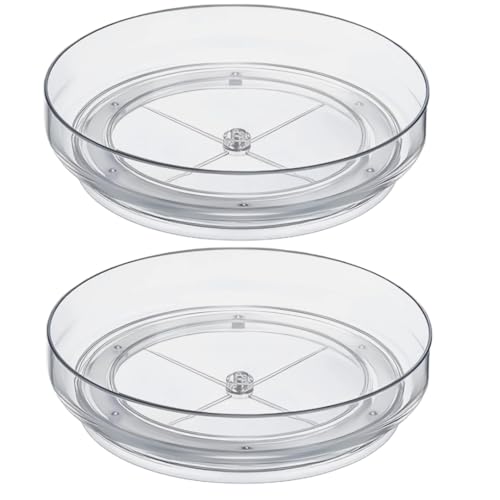 Nbbeng 2 Pack Lazy Susan Turntable Cupboard Organiser, 360&amp;deg;rotating Spice Racks for Kitchen Cabinet, Fridge and Pantry Organizer, 23.5 X 3.6cmclear Acrylic Revolving Condiment Holder&amp;#65279;
