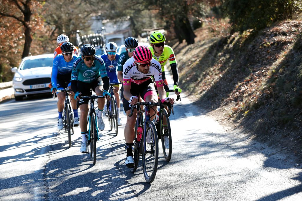MARSEILLE FRANCE JANUARY 30 Clment Carisey of France and Team Go Sport Roubaix Lille Meropole competes in the breakaway during the 43rd Grand Prix La Marseillaise 2022 a 1743km race from ChteauGombert to Marseille GPLM2022 on January 30 2022 in Marseille France Photo by Bas CzerwinskiGetty Images