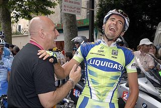 Manuel Beltrán (Liquigas) has a laugh. The Spaniard was in an altogether more somber mood later in the day after news broke of his positive test for EPO.