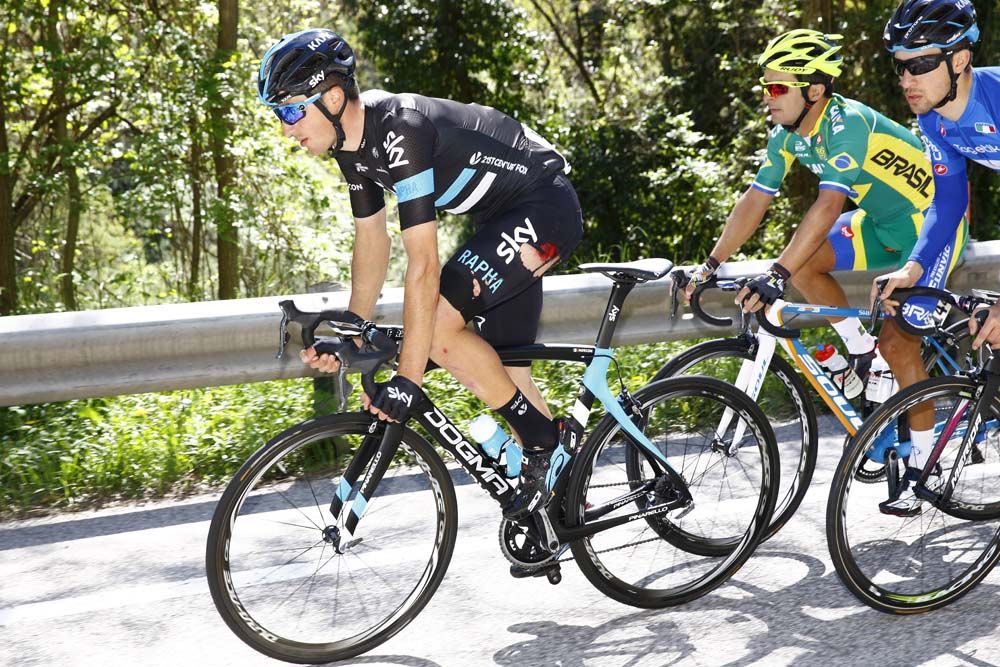 Gianni Moscon rode to help Landa despite an early crash