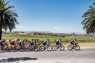 Racing on stage one of the Tour Down Under 2024