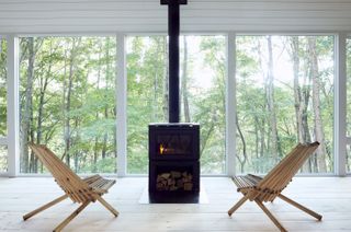 fire place and chairs