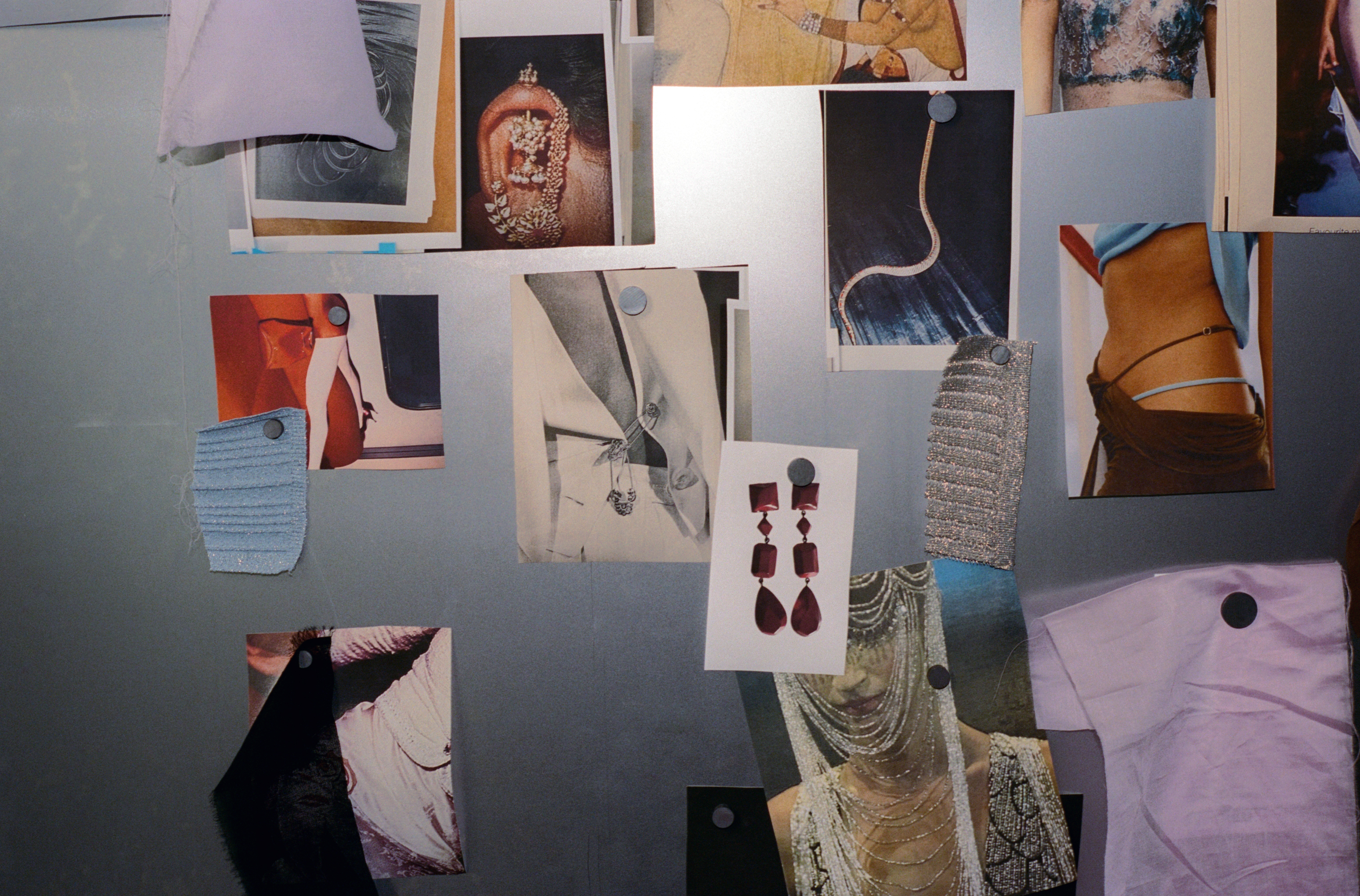 a close up of the mood board for mango x supriya lele