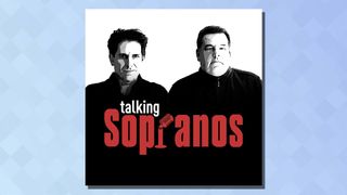 The logo of the Talking Sopranos podcast on a blue background