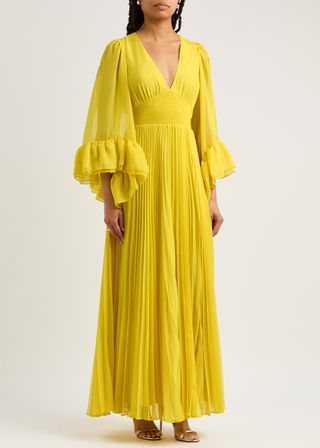 Pleated Chiffon Maxi Dress