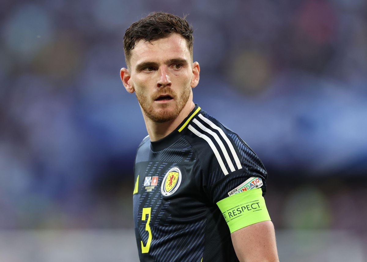 Scotland captain Andy Robertson looks on during the Euro 2024 group match against Switzerland in Cologne, Germany.