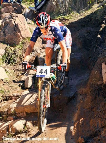 Katherine Compton (USA) was on track for a top 10 ride...before hitting a wall.