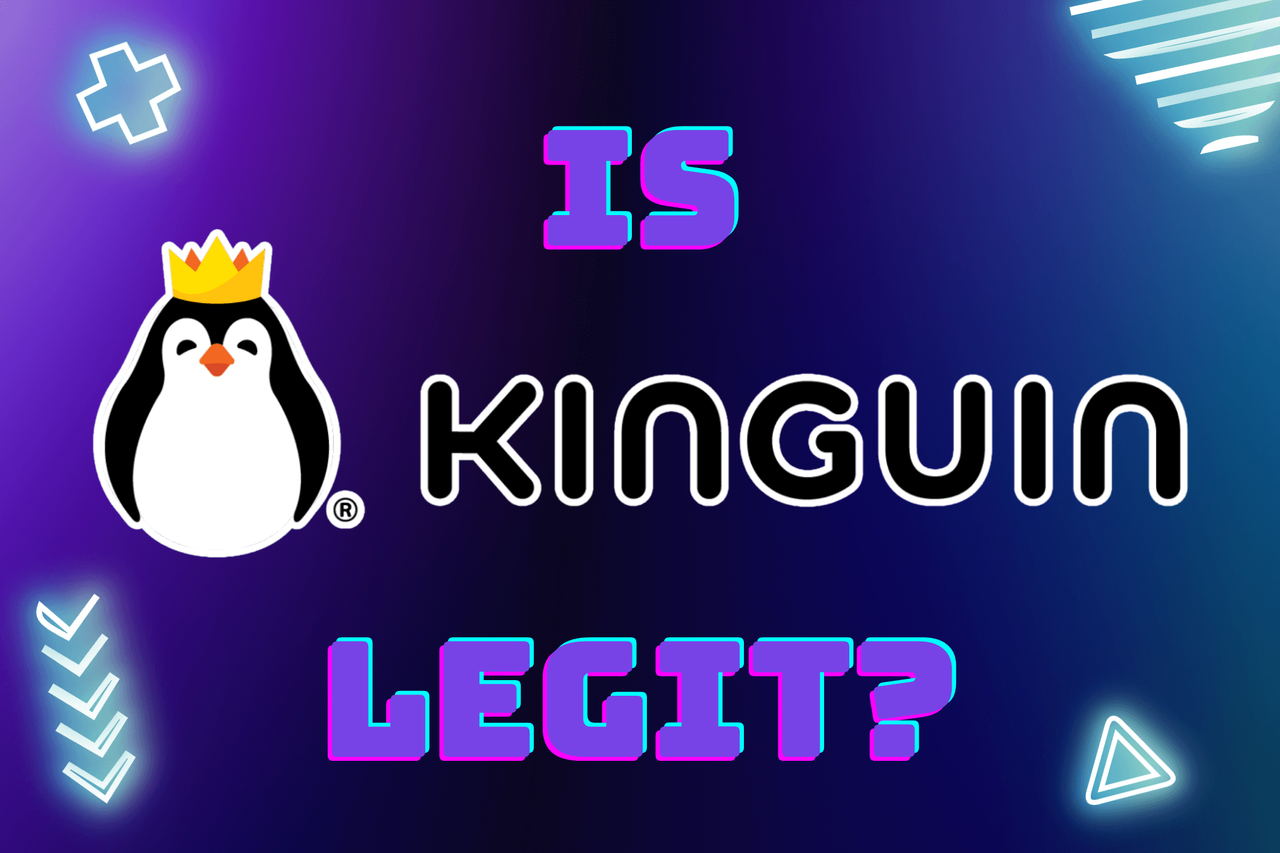 text asking &#039;Is Kinguin Legit?&#039; against a purple video game inspired background