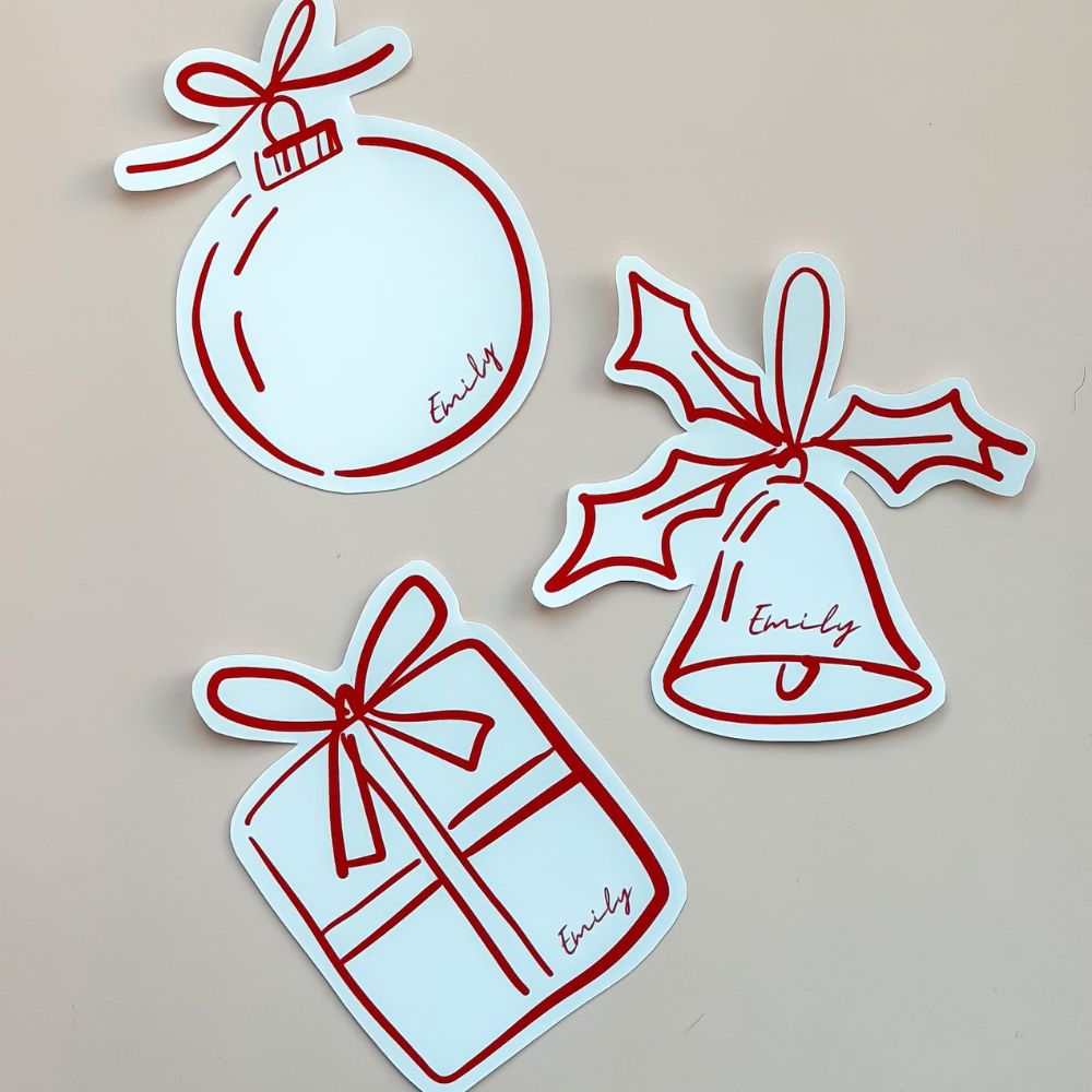 three Christmas place cards