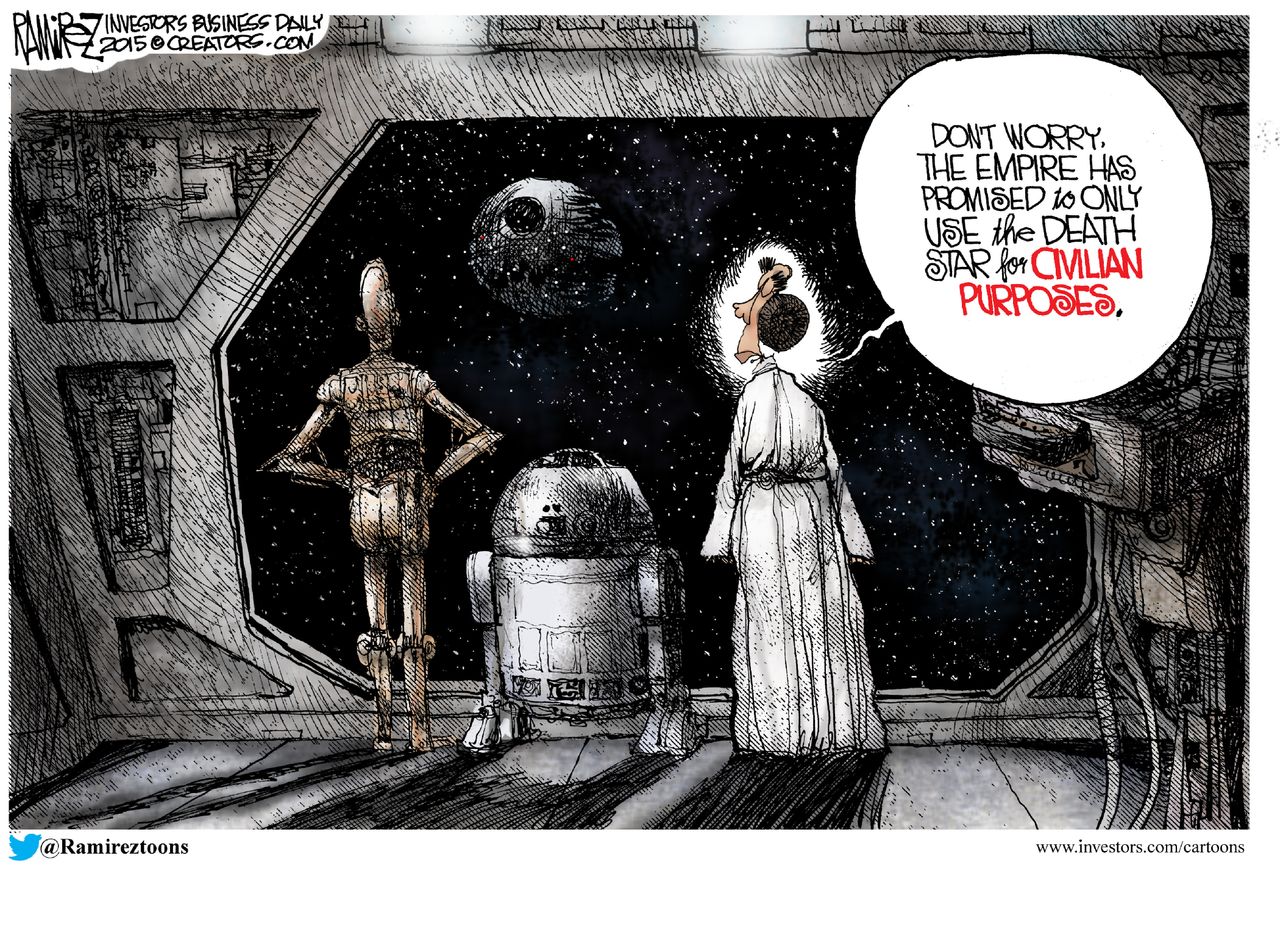 Editorial cartoon Star Wars Military Civilian