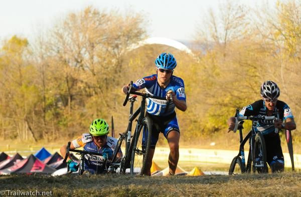 Danny Summerhill (UnitedHealthcare) cresting a hill with Berden and Craig on the final lap