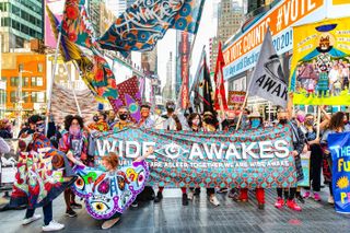 Wide Awakes march in New York on 3 October 2020