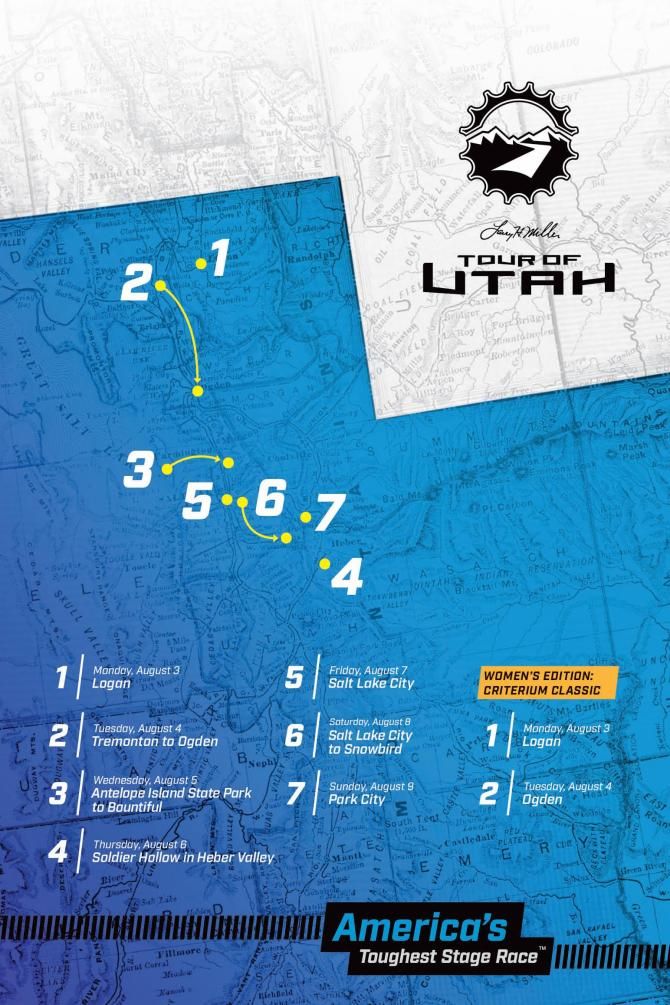 The 2015 Larry H. Miller Tour of Utah will start in Logan and finish in Park City.