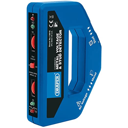 Draper 3 in 1 Metal, Voltage and Stud Detector | Cable Finder | 27mm Max Depth Penetration | Pp3 Battery Powered | 13818