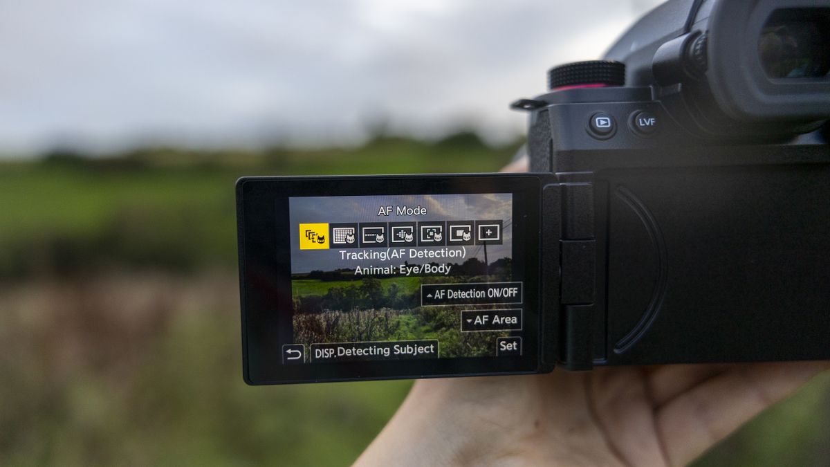 The autofocus options on the LCD of the Panasonic G9 II