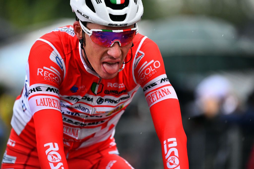 CESENATICO ITALY OCTOBER 15 Arrival Simon Pellaud of Switzerland and Team Androni Giocattoli Sidermec during the 103rd Giro dItalia 2020 Stage Twelve a 204km stage from Cesenatico to Cesenatico girodiitalia Giro on October 15 2020 in Cesenatico Italy Photo by Stuart FranklinGetty Images