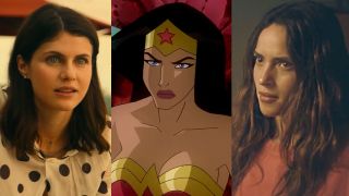 Daddario in her starring role in White Lotus, Wonder Woman in an animated film, Arjona in Splitsville (2025).