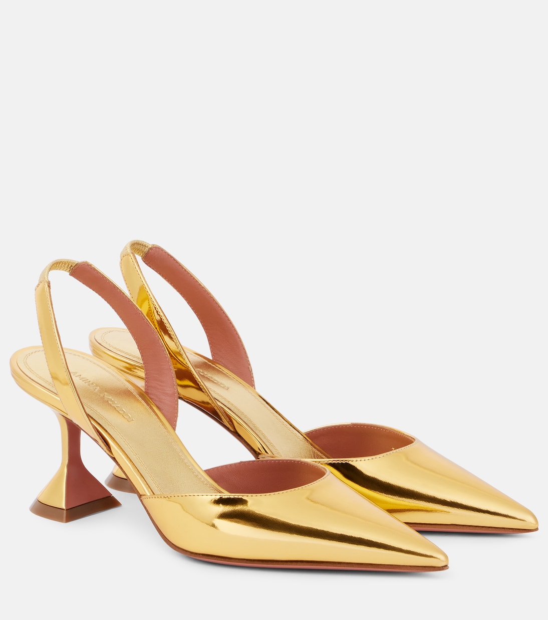 Holli 70 Mirrored Leather Slingback Pumps