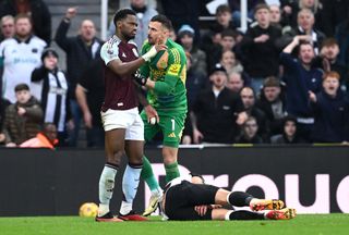 Jhon Duran was shown a straight red card for his challenge on Fabian Schar on Boxing Day